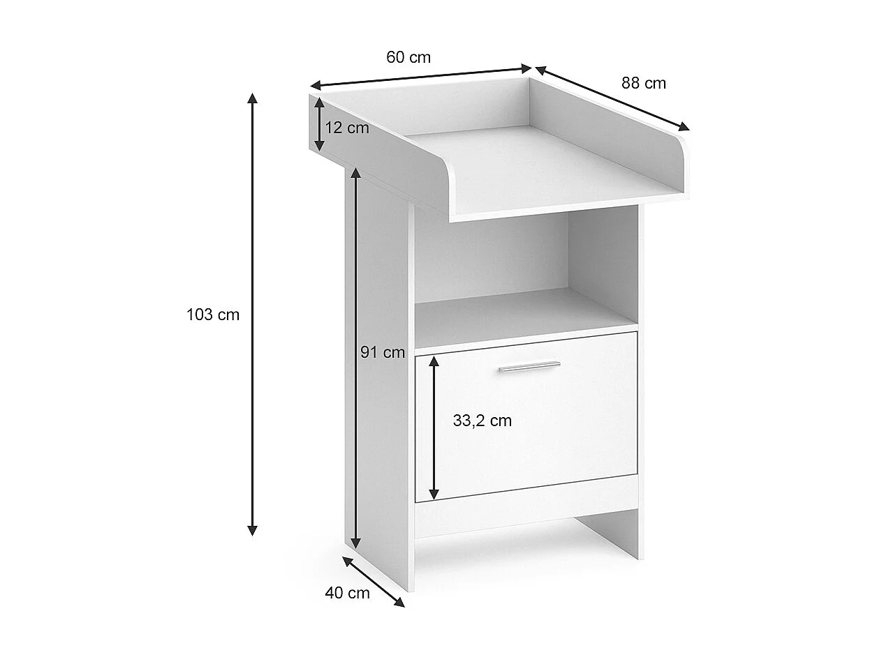 Commode à langer blanc 60x88x103 leo