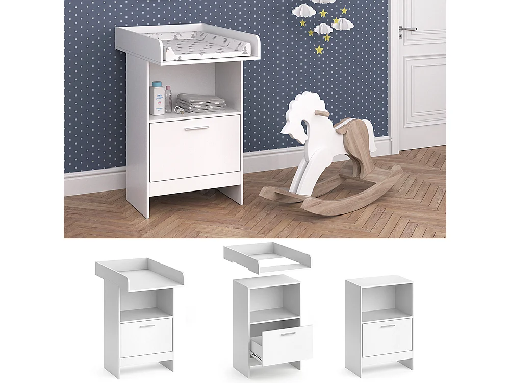 Commode à langer blanc 60x88x103 leo