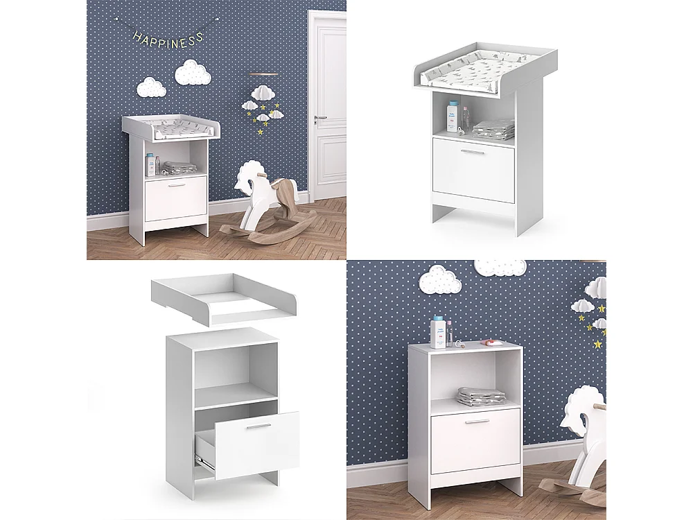 Commode à langer blanc 60x88x103 leo