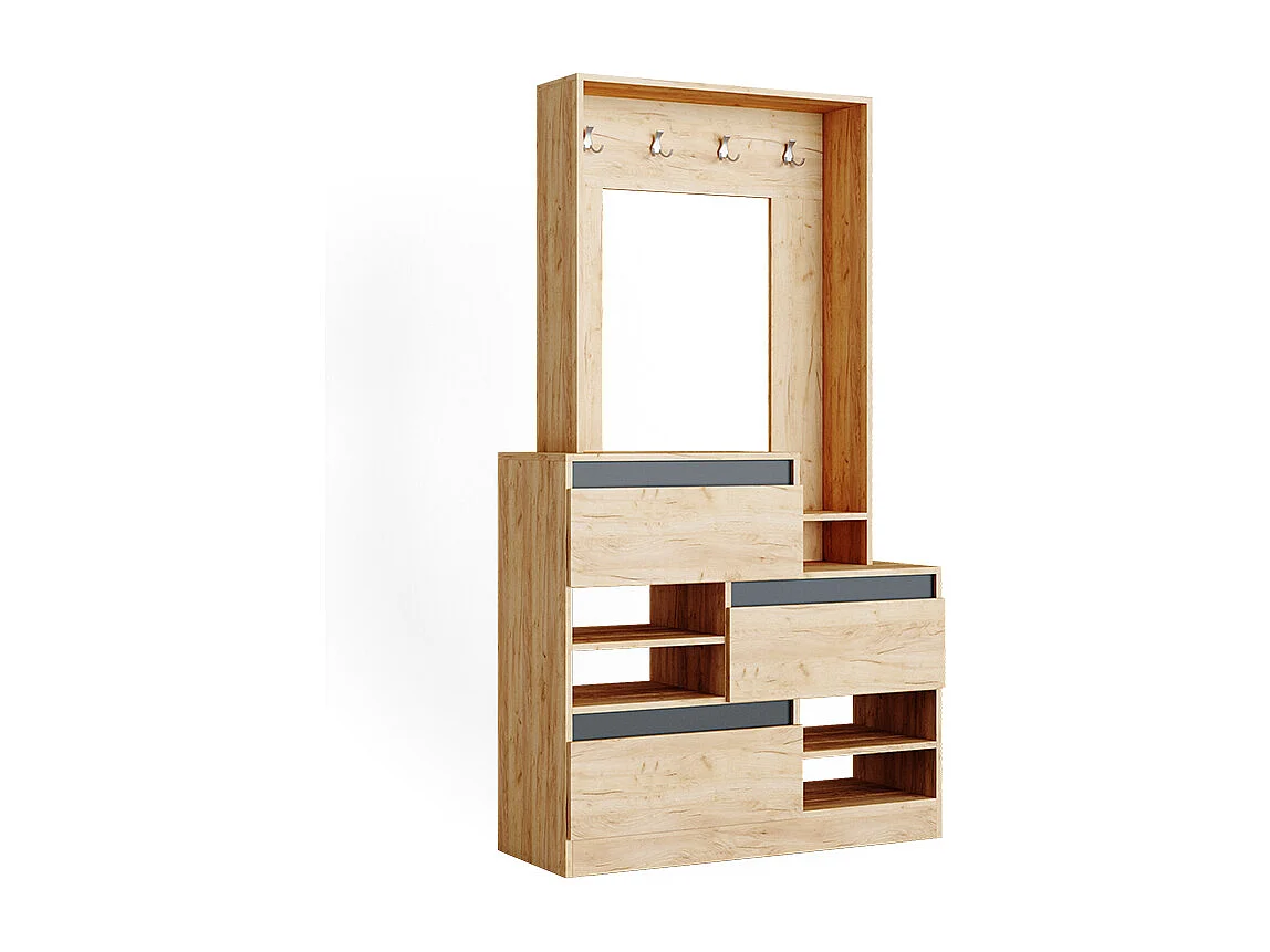 Perchero roble dorado 100x39x180 evia