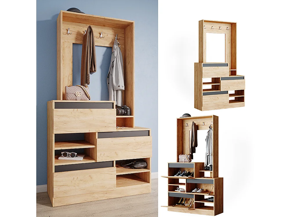 Armoire chêne de force doré 100x39x180 evia