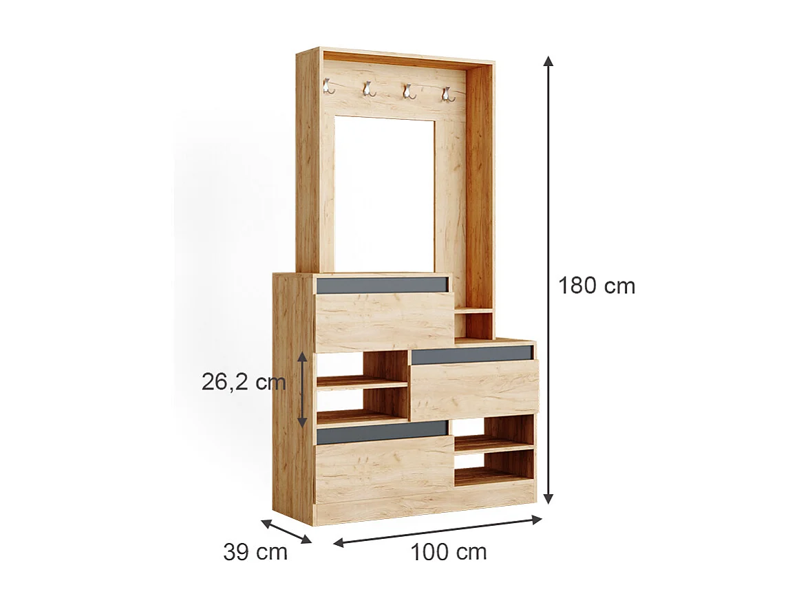 Armoire chêne de force doré 100x39x180 evia