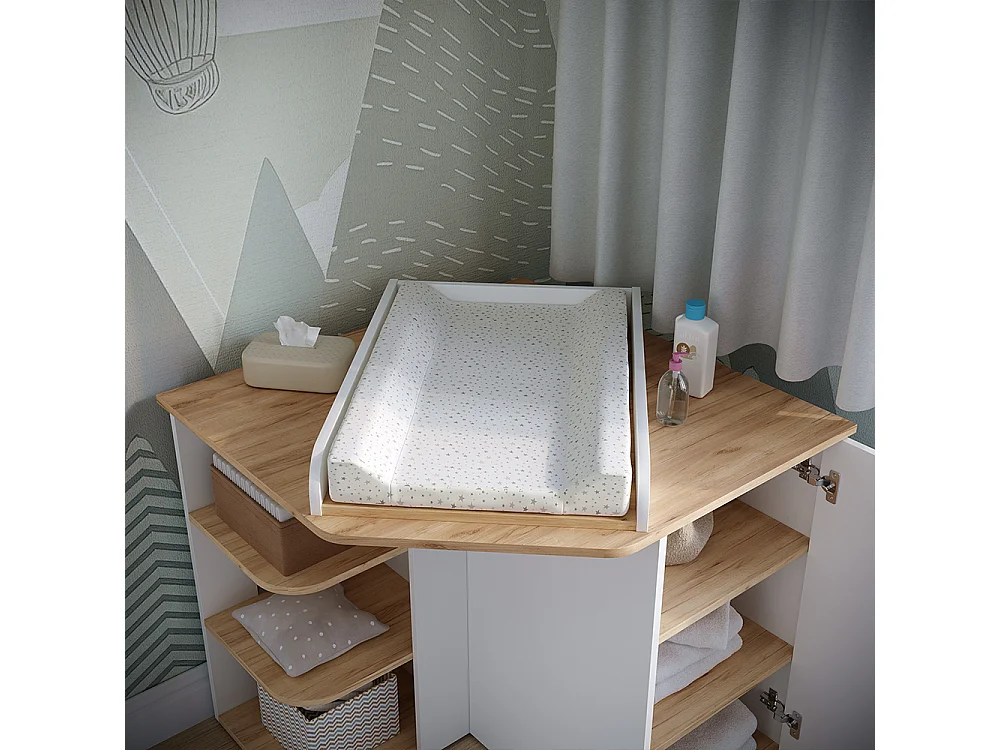 Commode à langer chêne blanc/force de lor 85x85x77.3 kristian