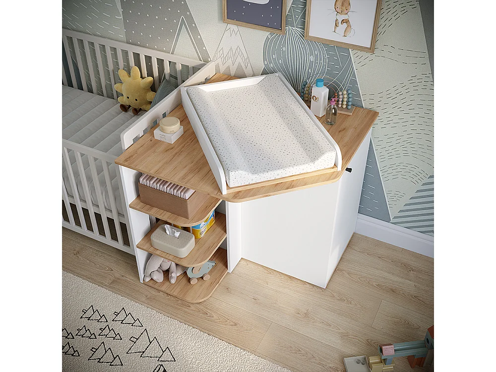 Commode à langer chêne blanc/force de lor 85x85x77.3 kristian