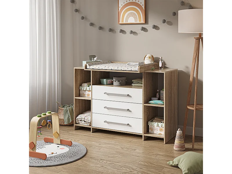 Commode à langer blanc/sonoma 143x70x100 oskar