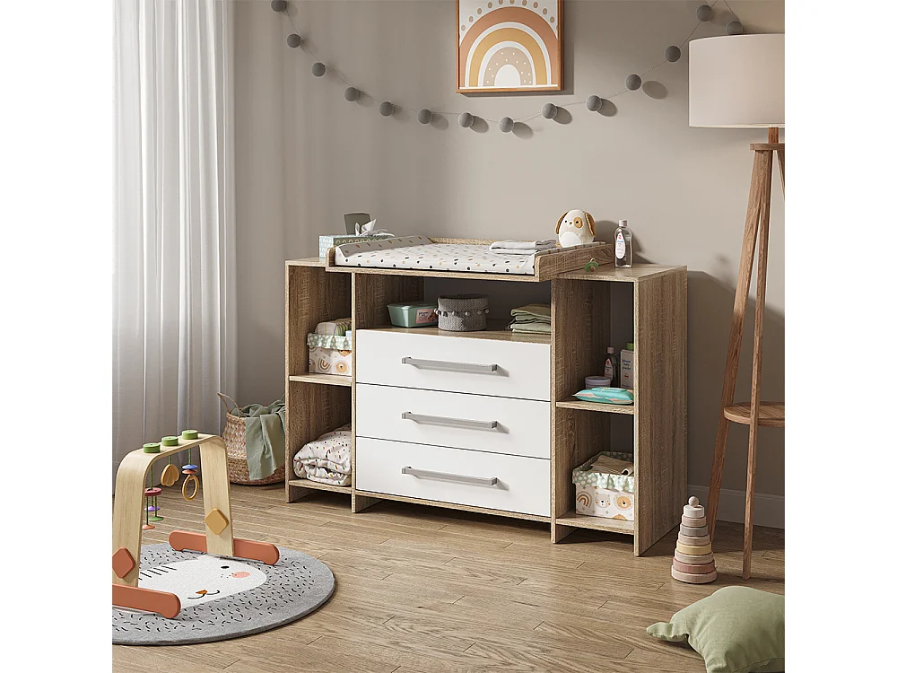 Commode à langer blanc/sonoma 143x70x100 oskar