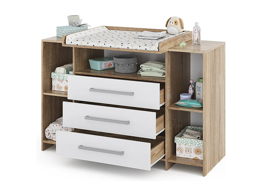 Commode à langer blanc/sonoma 143x70x100 oskar