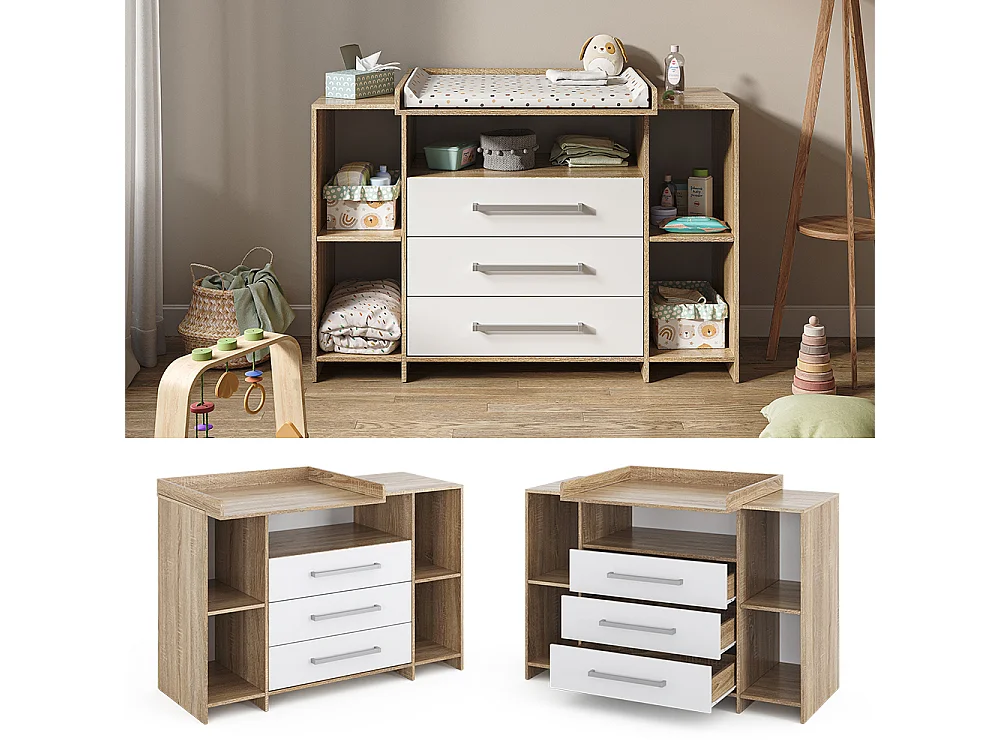 Commode à langer blanc/sonoma 143x70x100 oskar