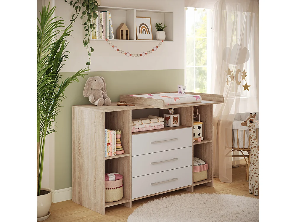 Commode à langer blanc/sonoma 143x70x100 oskar