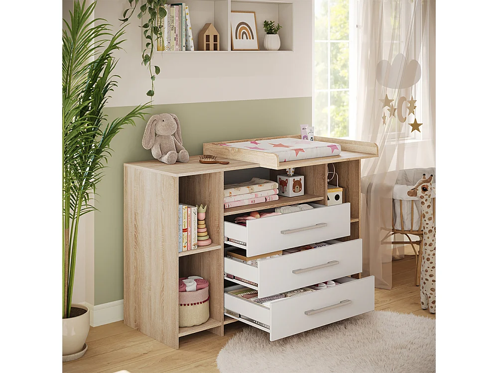 Commode à langer blanc/sonoma 143x70x100 oskar