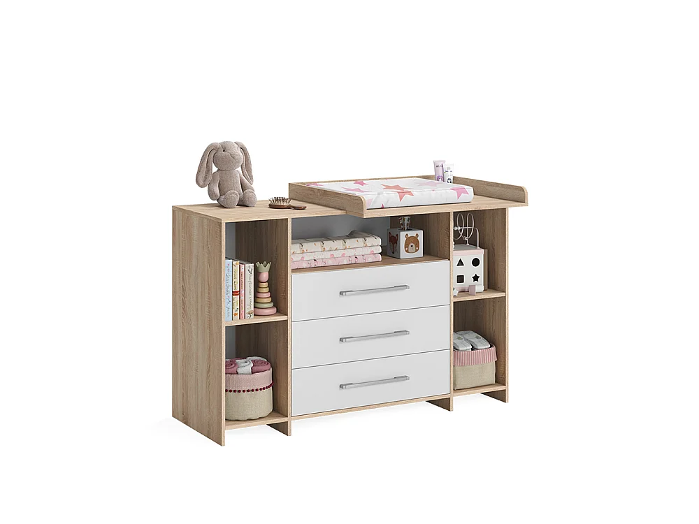 Commode à langer blanc/sonoma 143x70x100 oskar