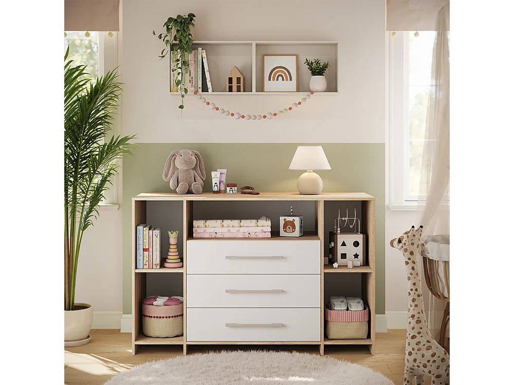 Commode à langer blanc/sonoma 143x70x100 oskar