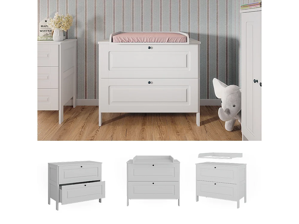 Table à langer blanc 108x70x98 ajaton