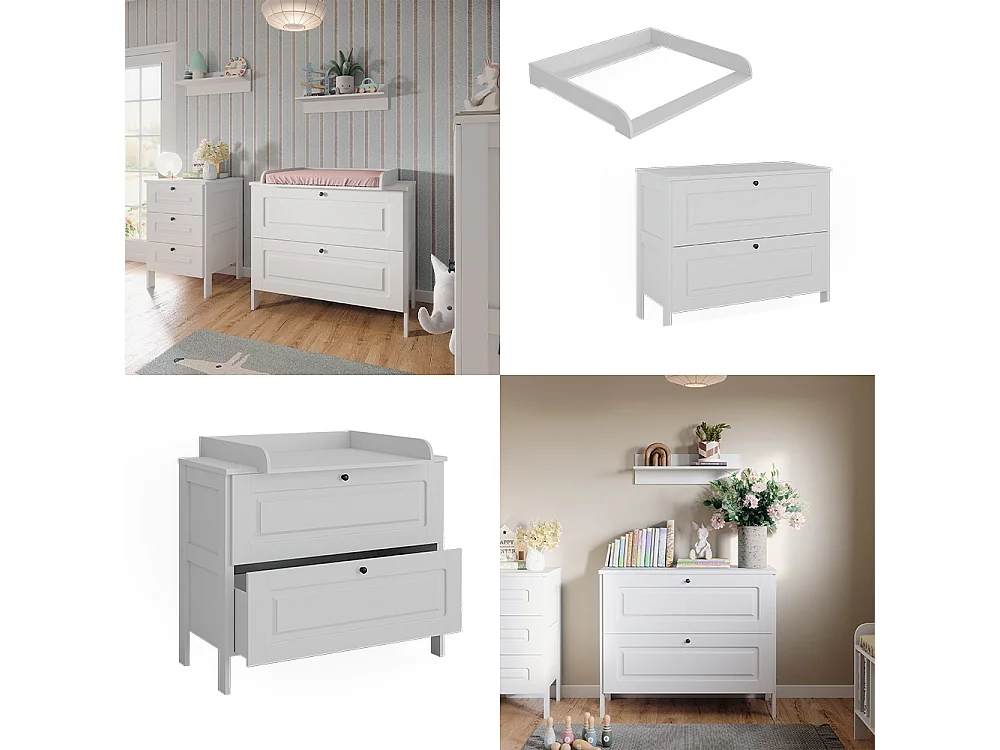 Table à langer blanc 108x70x98 ajaton