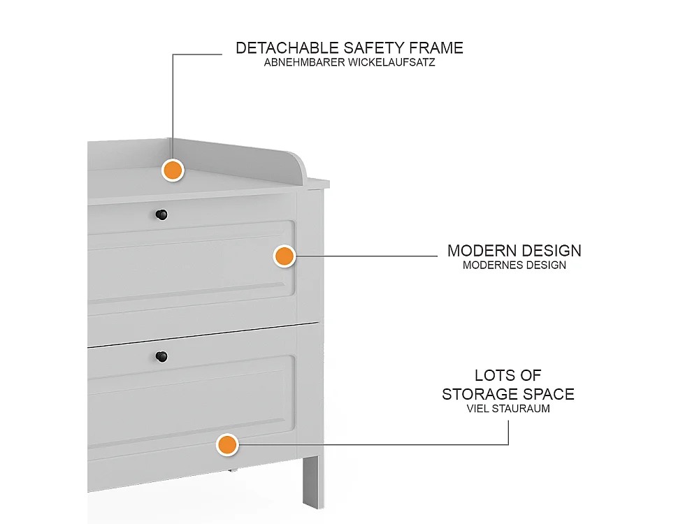Table à langer blanc 108x70x98 ajaton