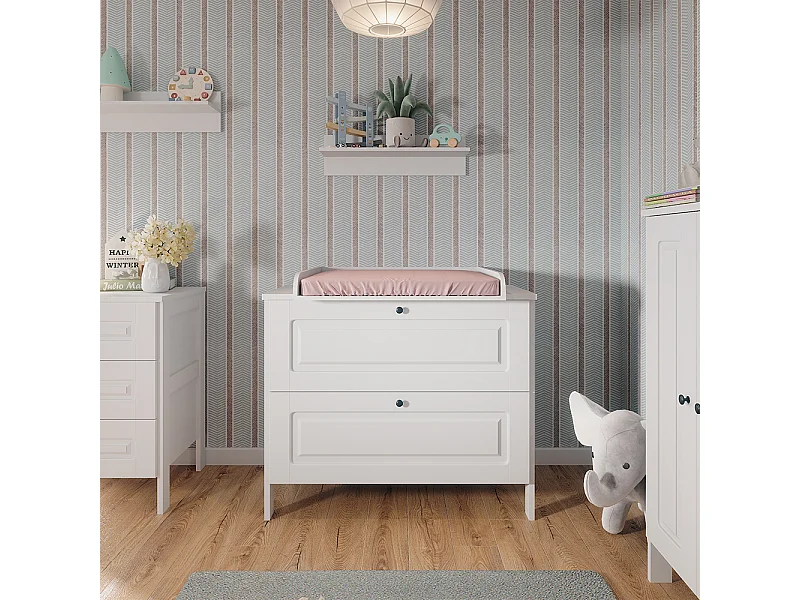 Table à langer blanc 108x70x98 ajaton