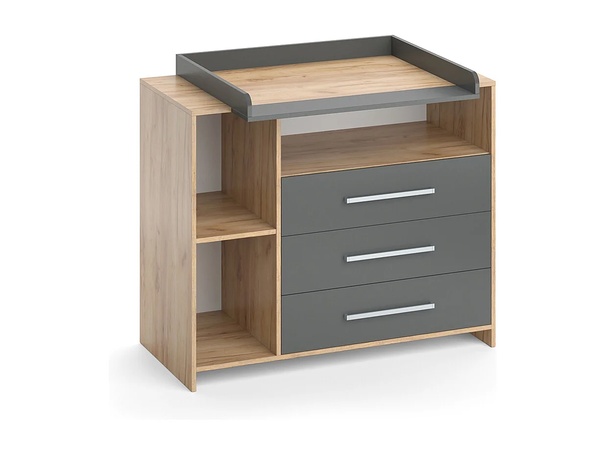 Commode à langer anthracite/sonoma 113x53x100 oskar