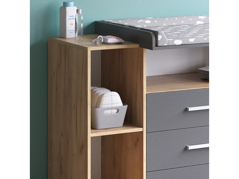 Commode à langer anthracite/sonoma 113x53x100 oskar