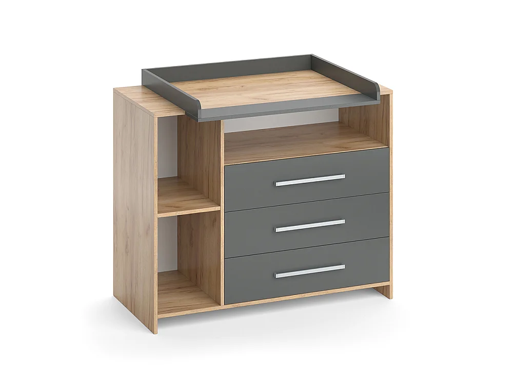 Commode à langer anthracite/sonoma 113x53x100 oskar