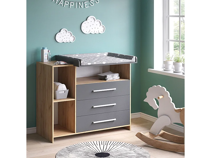 Commode à langer anthracite/sonoma 113x53x100 oskar