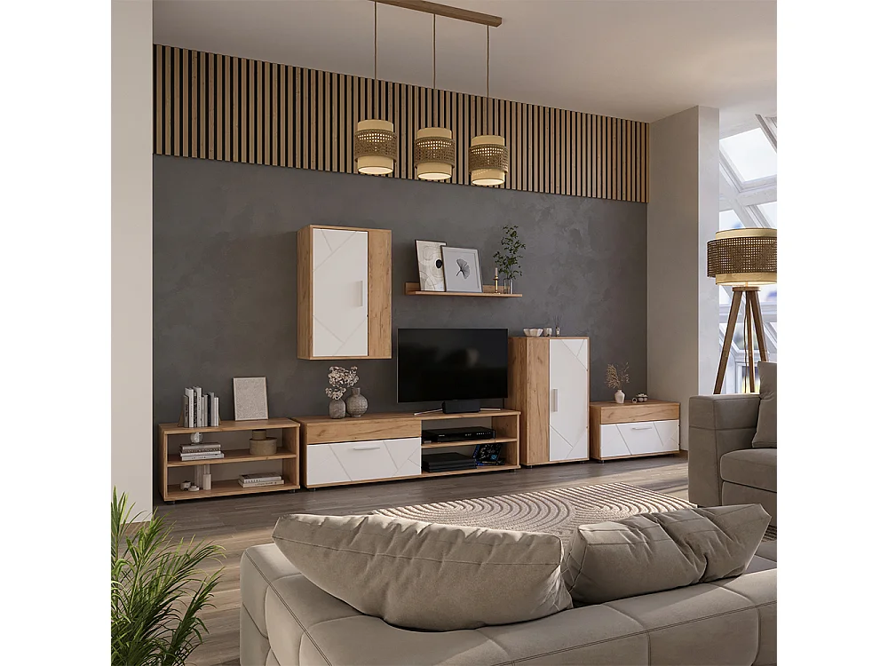 Armoire de salon chêne doré/blanc 70.8x35.3x38.9 berno