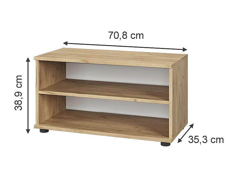 Living room cabinet gold power oak / white 70.8x35.3x38.9 berno
