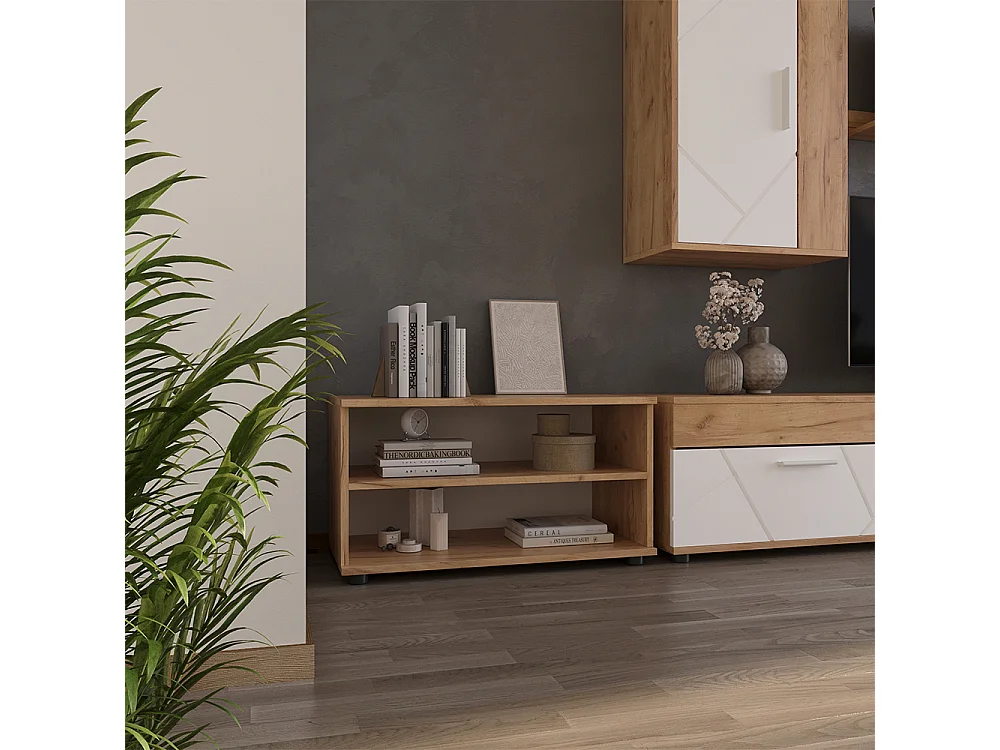 Living room cabinet gold power oak / white 70.8x35.3x38.9 berno