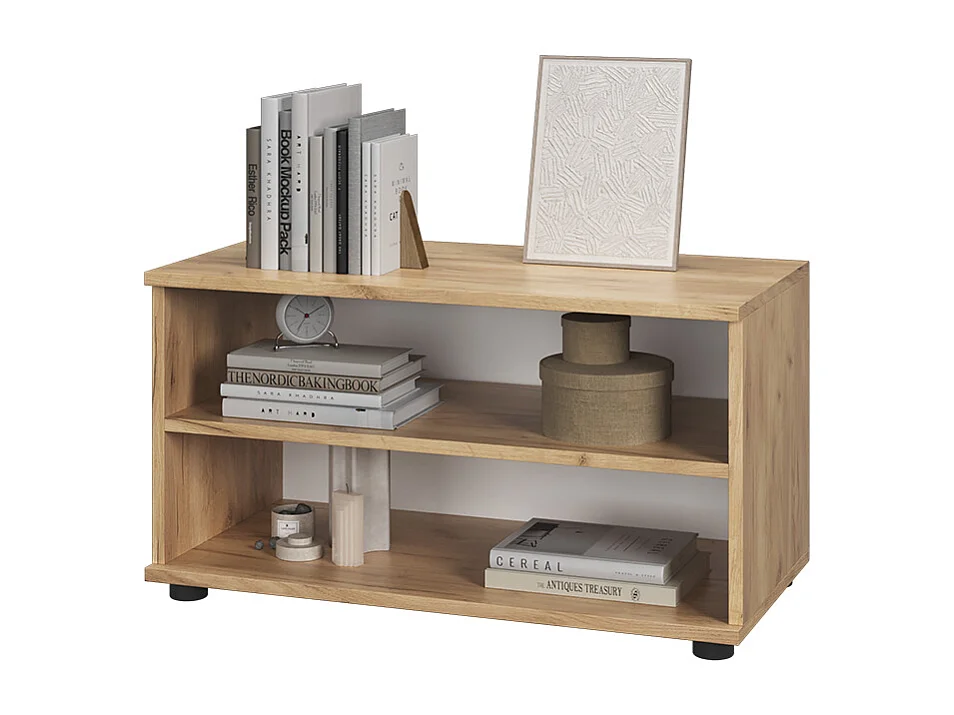 Living room cabinet gold power oak / white 70.8x35.3x38.9 berno