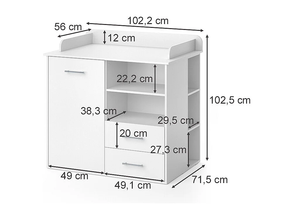 Commode à langer blanc 113x45x100 lea
