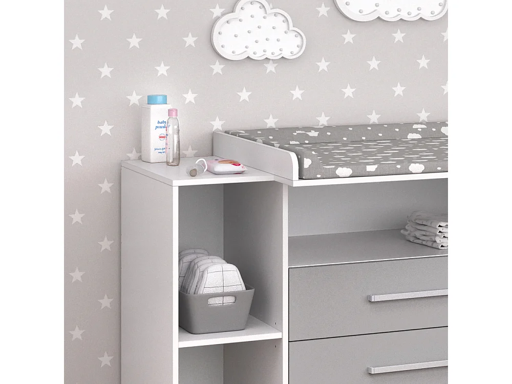 Commode à langer blanc/gris 113x53x100 oskar