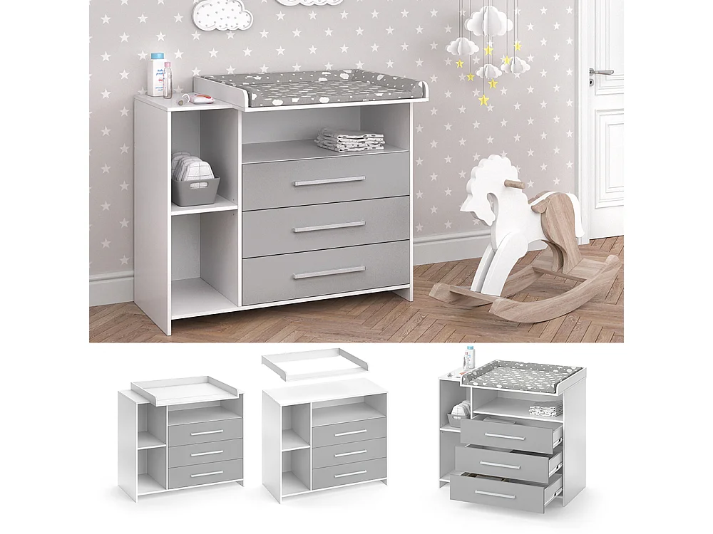 Changing dresser white/grey 113x53x100 oskar