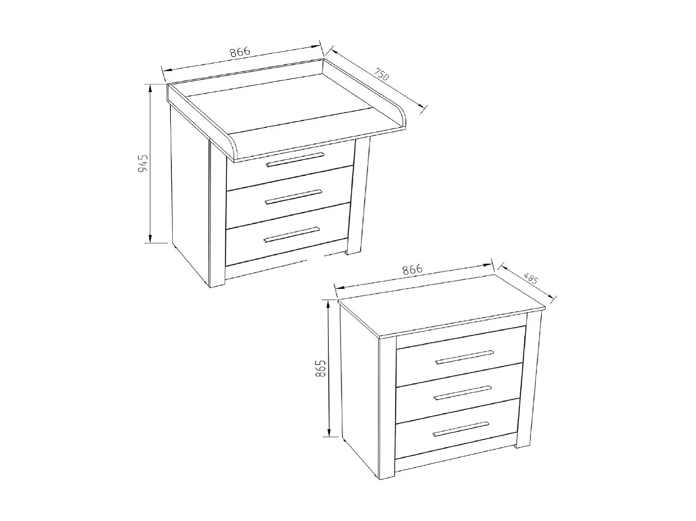 Commode à langer blanc 86.6x48.5x86.5 miro
