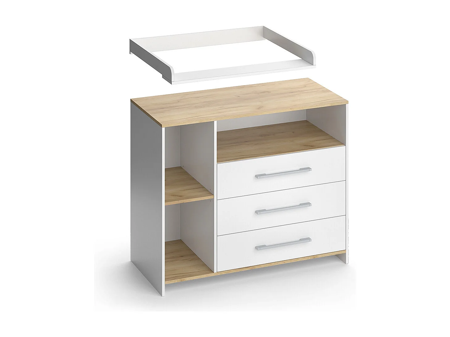 Commode à langer chêne blanc/force de lor 113x53.1x93 oskar