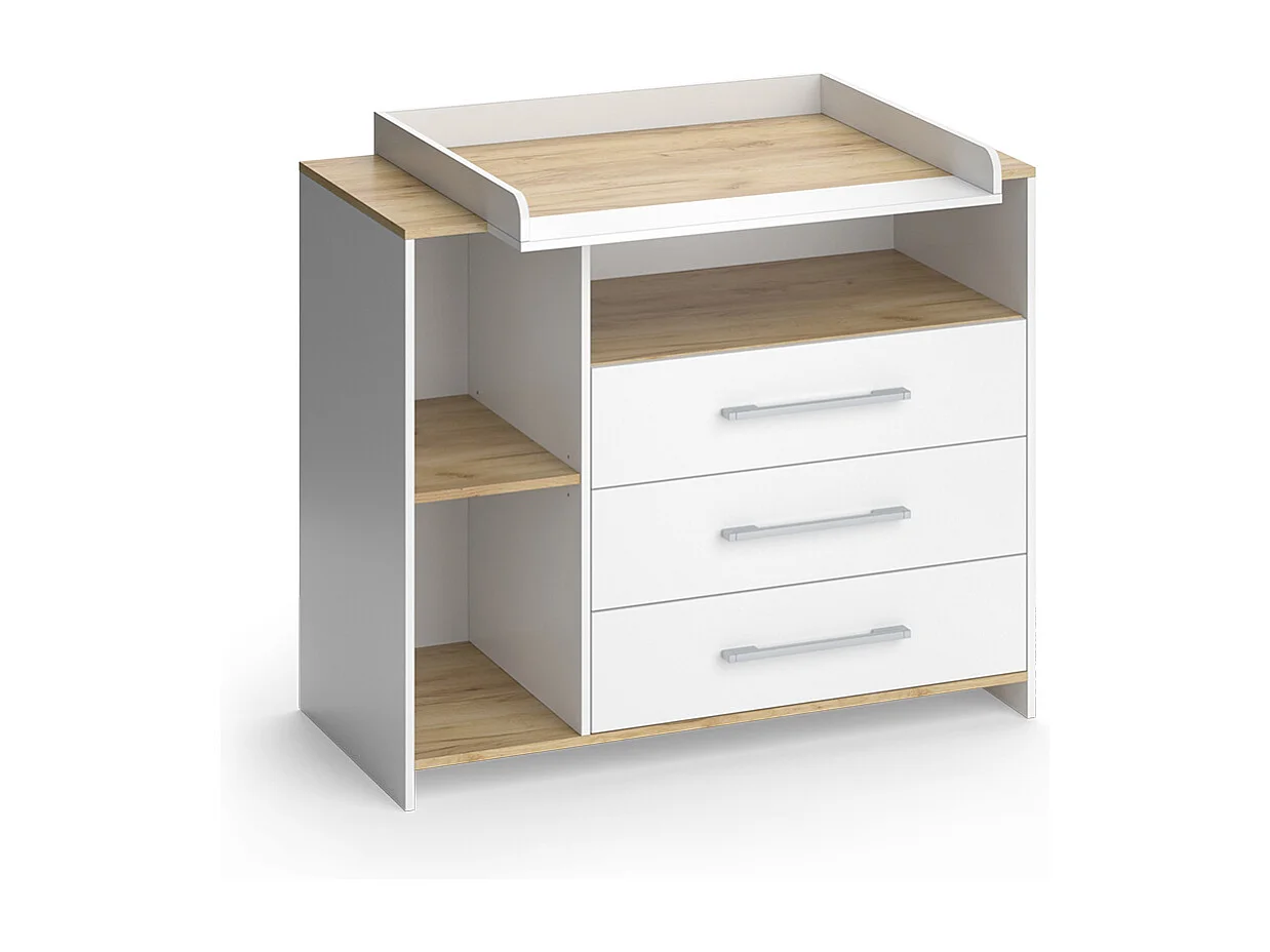 Commode à langer chêne blanc/force de lor 113x53.1x93 oskar