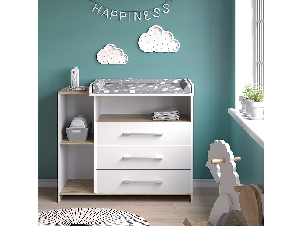 Commode à langer chêne blanc/force de lor 113x53.1x93 oskar