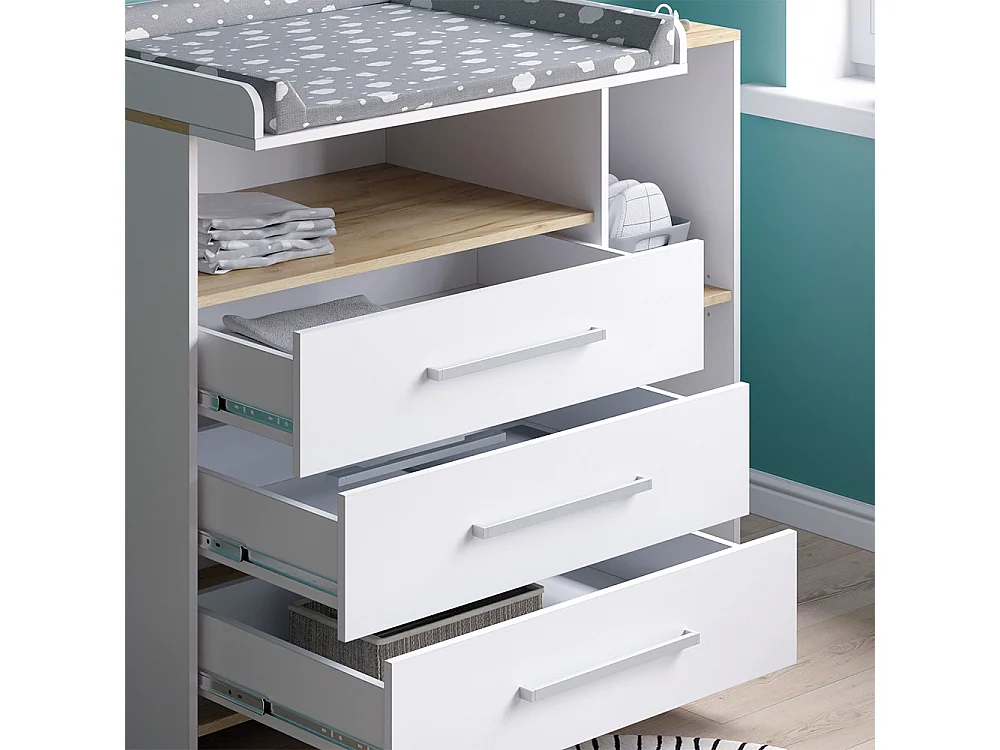 Commode à langer chêne blanc/force de lor 113x53.1x93 oskar