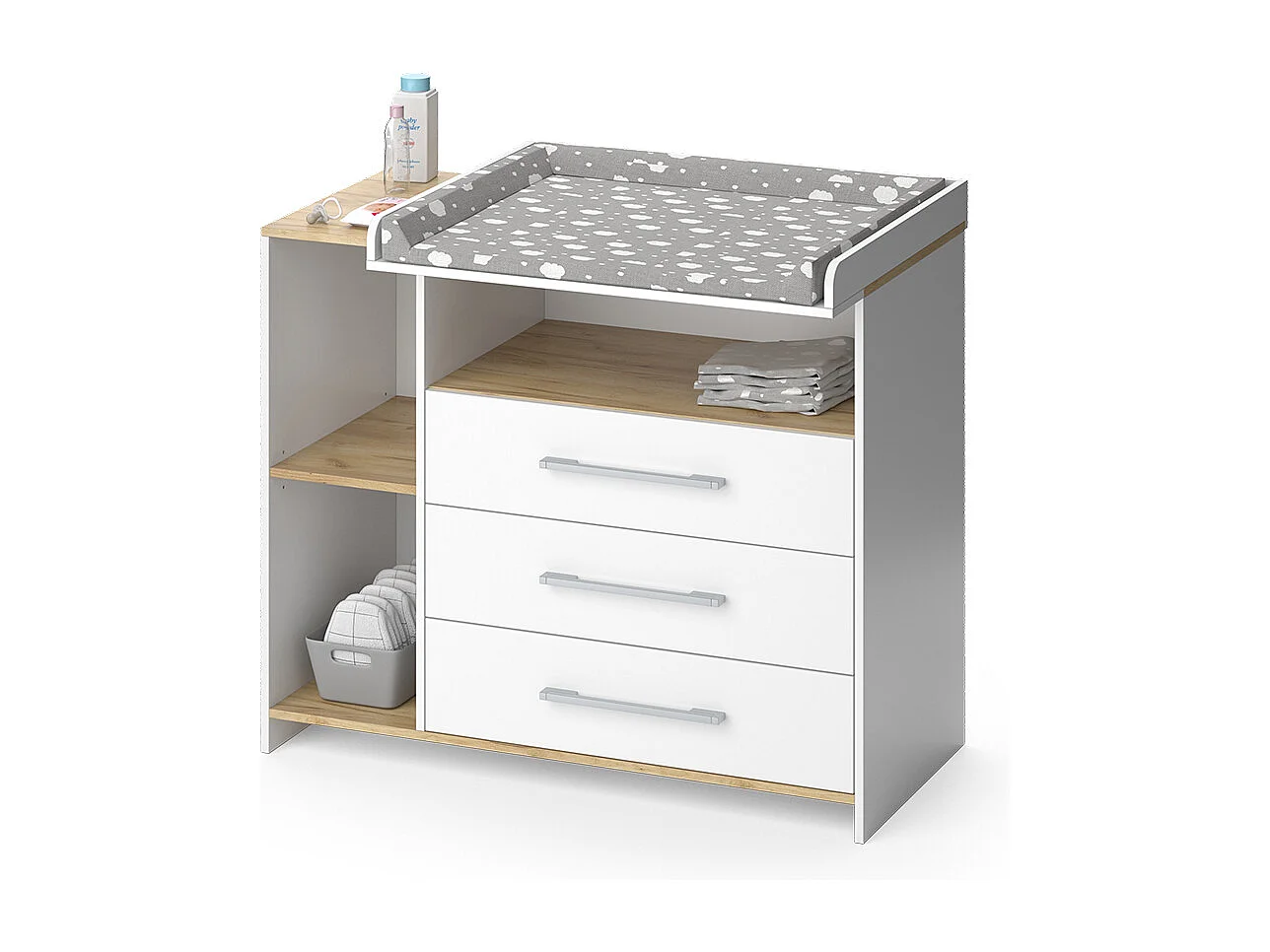 Commode à langer chêne blanc/force de lor 113x53.1x93 oskar