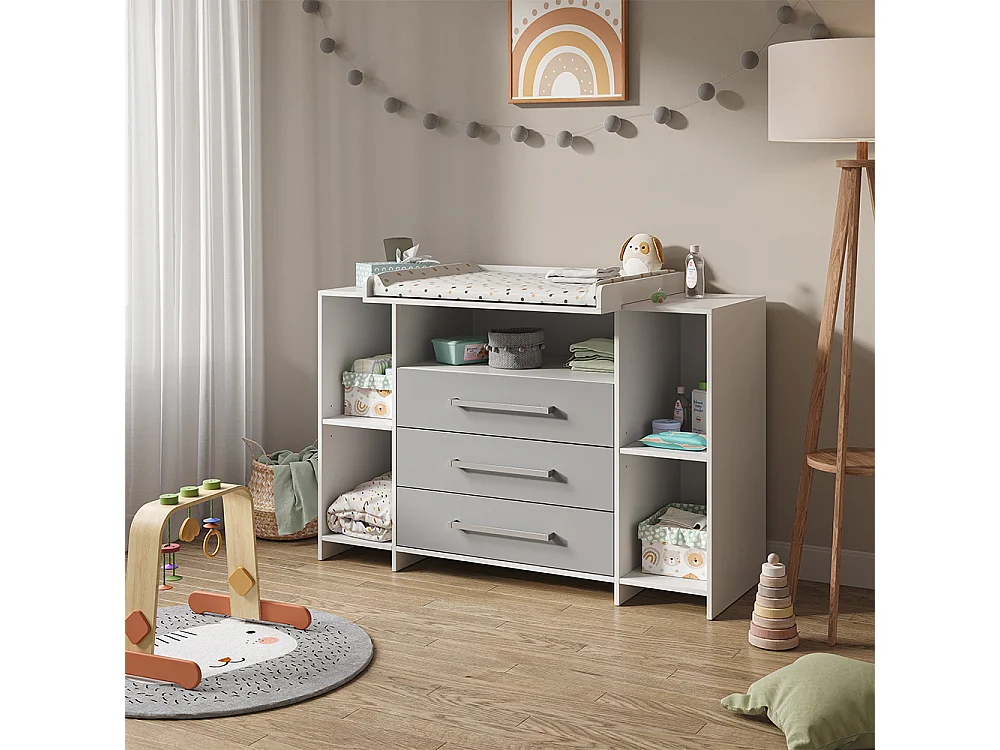 Commode à langer blanc/gris 143x70x100 oskar