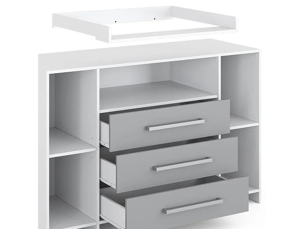 Commode à langer blanc/gris 143x70x100 oskar