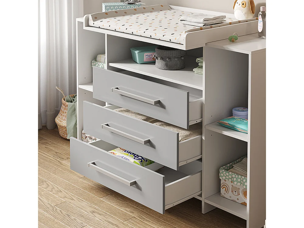 Commode à langer blanc/gris 143x70x100 oskar