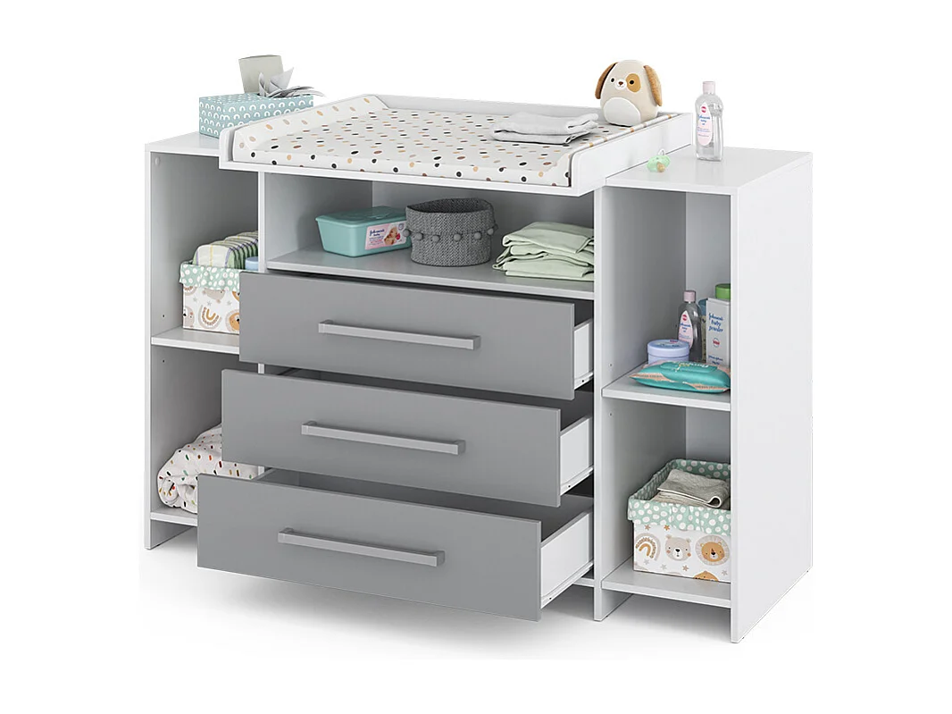 Commode à langer blanc/gris 143x70x100 oskar