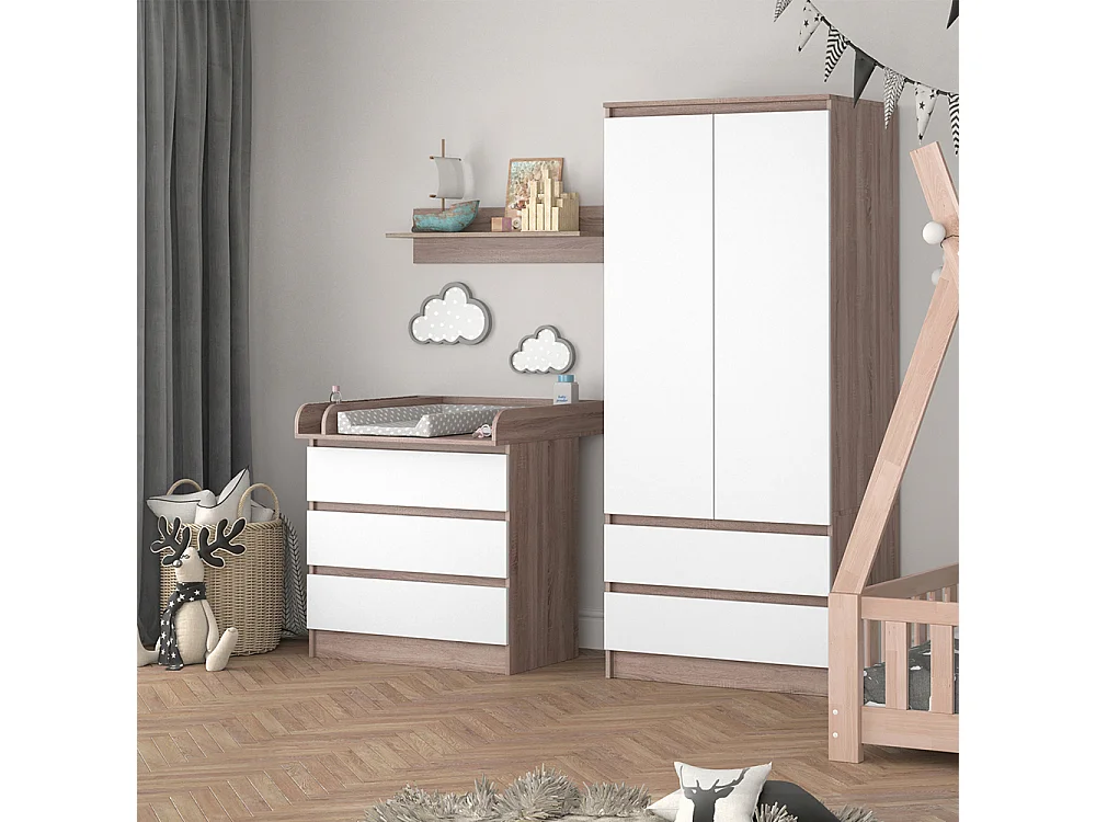 Commode à langer sonoma/blanc 80x76x87 emma