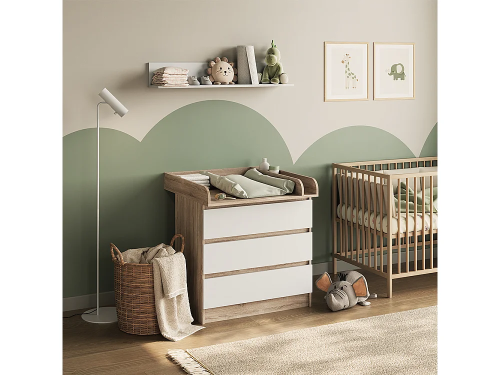 Commode à langer sonoma/blanc 80x76x87 emma