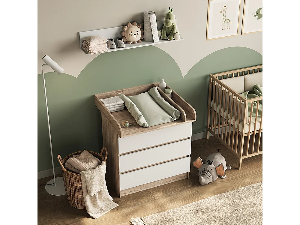 Commode à langer sonoma/blanc 80x76x87 emma