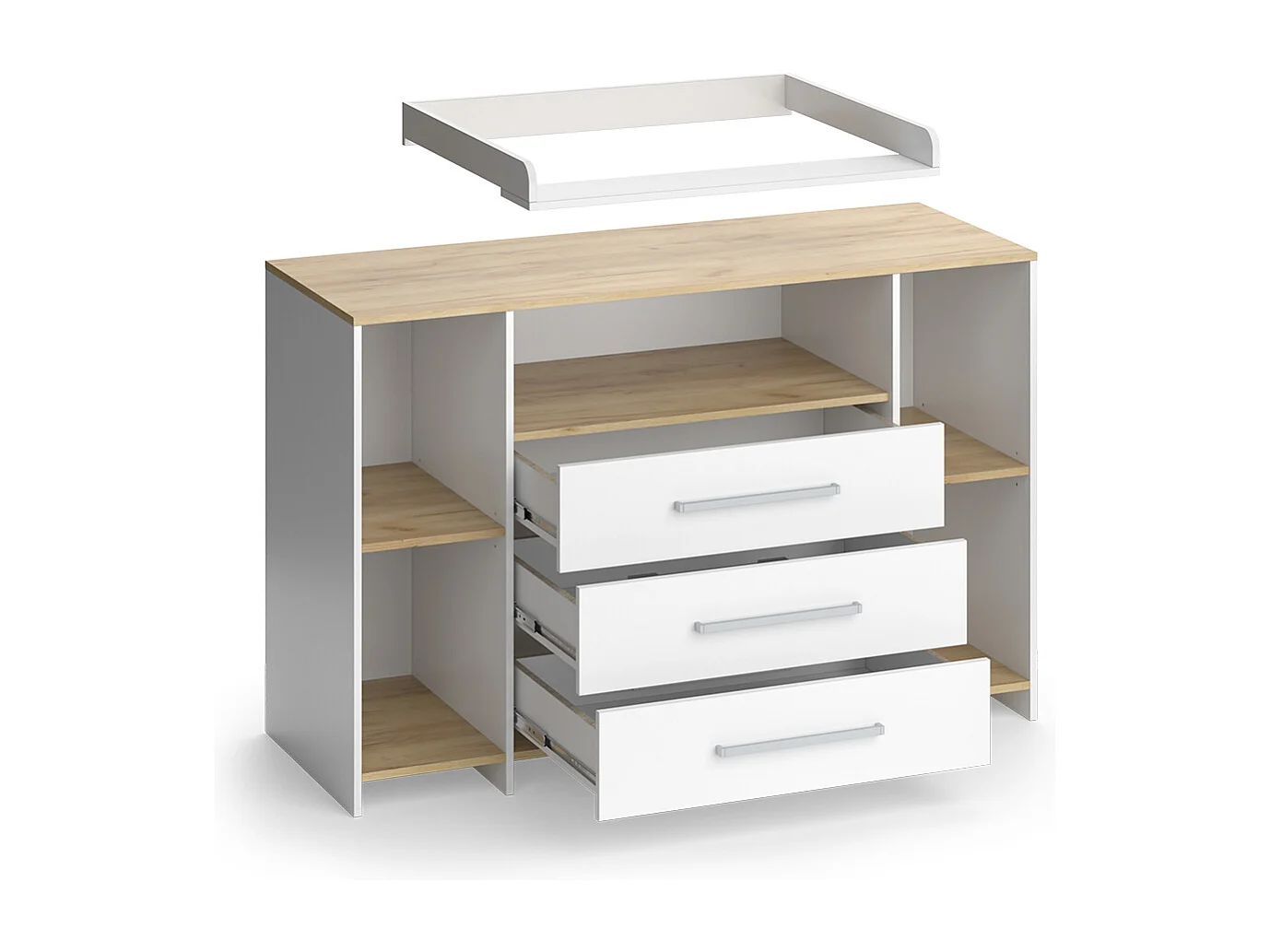 Commode à langer chêne blanc/force de lor 143.2x53.1x93 oskar