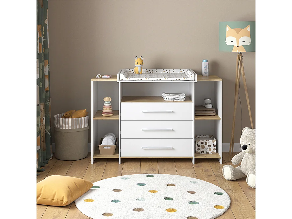 Commode à langer chêne blanc/force de lor 143.2x53.1x93 oskar