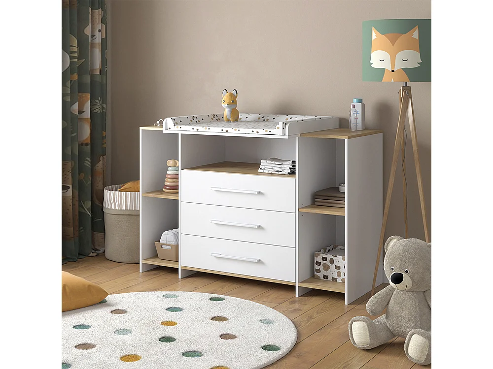 Commode à langer chêne blanc/force de lor 143.2x53.1x93 oskar