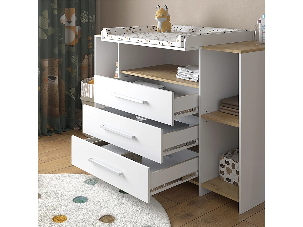 Commode à langer chêne blanc/force de lor 143.2x53.1x93 oskar