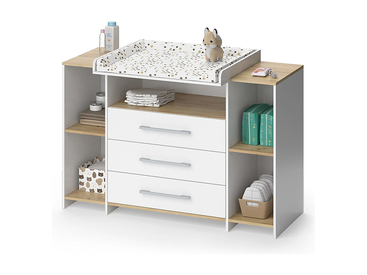 Commode à langer chêne blanc/force de lor 143.2x53.1x93 oskar