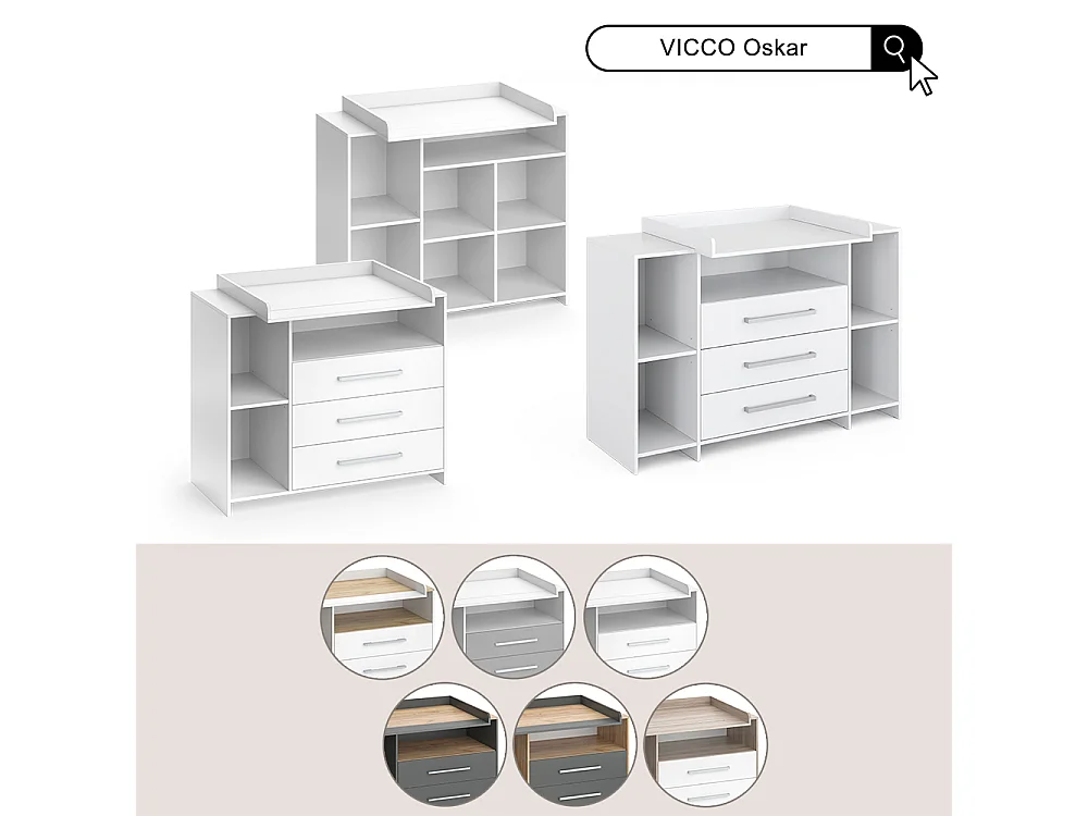 Commode à langer chêne blanc/force de lor 143.2x53.1x93 oskar